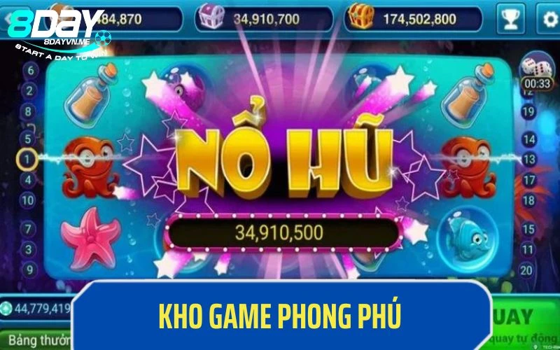 Kho game phong phú với nhiều thể loại 