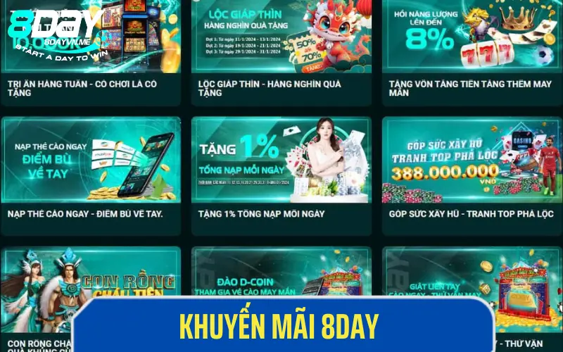 Nhận ngay khuyến mãi khi đăng ký  tài khoản 8DAY